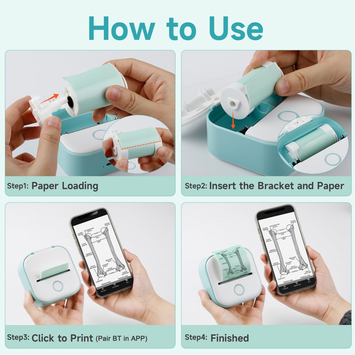 Mini Pocket Printer + 1 Paper Roll